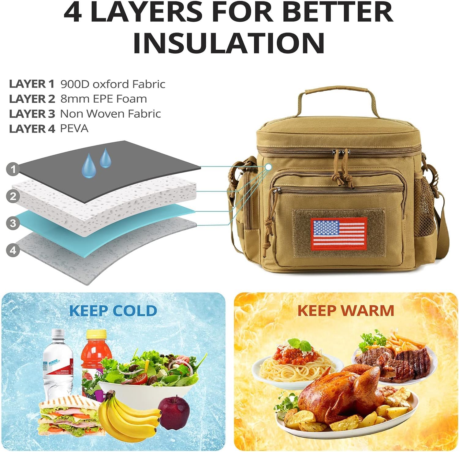 ATRIPACK brown insulated interior with multiple compartments for meals
