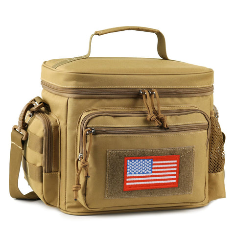 ATRIPACK lunch box brown, front view with MOLLE, organized meals for workdays