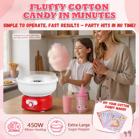 ATSENT cotton candy machine kids with sticks scene conveys fun party moments.