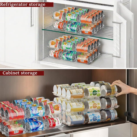 Attelite can organizer installed in fridge for 36-cans-per-layer storage