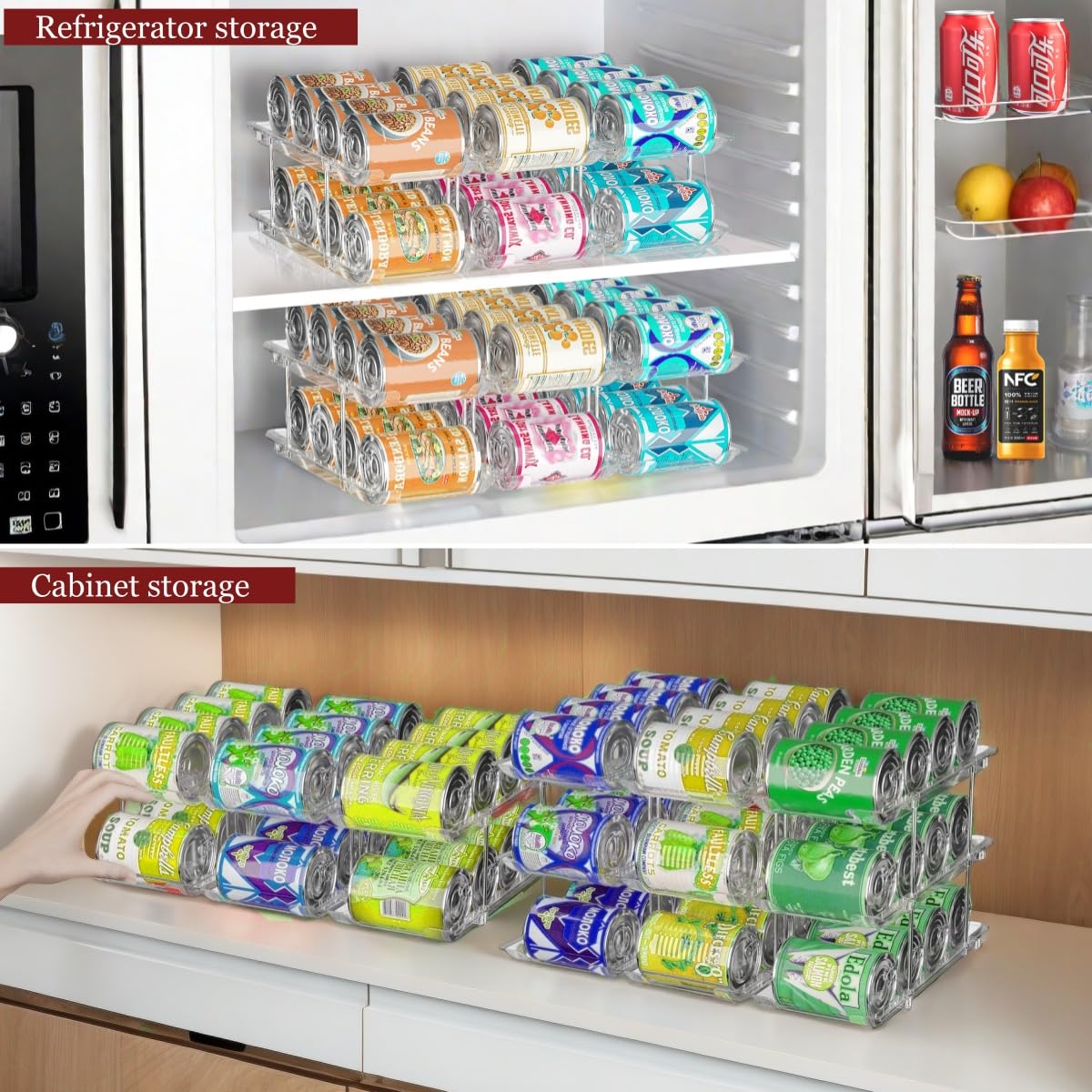 Attelite Can Organizer for Pantry: interlocking design maximizes horizontal and vertical storage