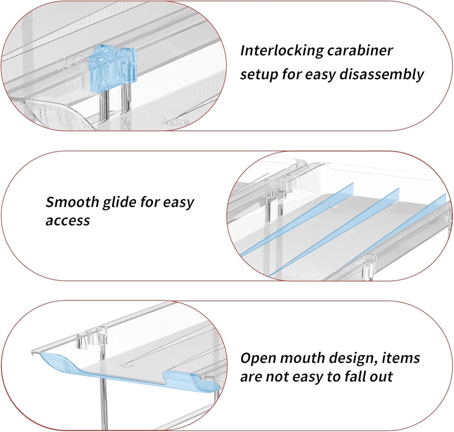 Attelite can organizer features clear shelves for quick contents.