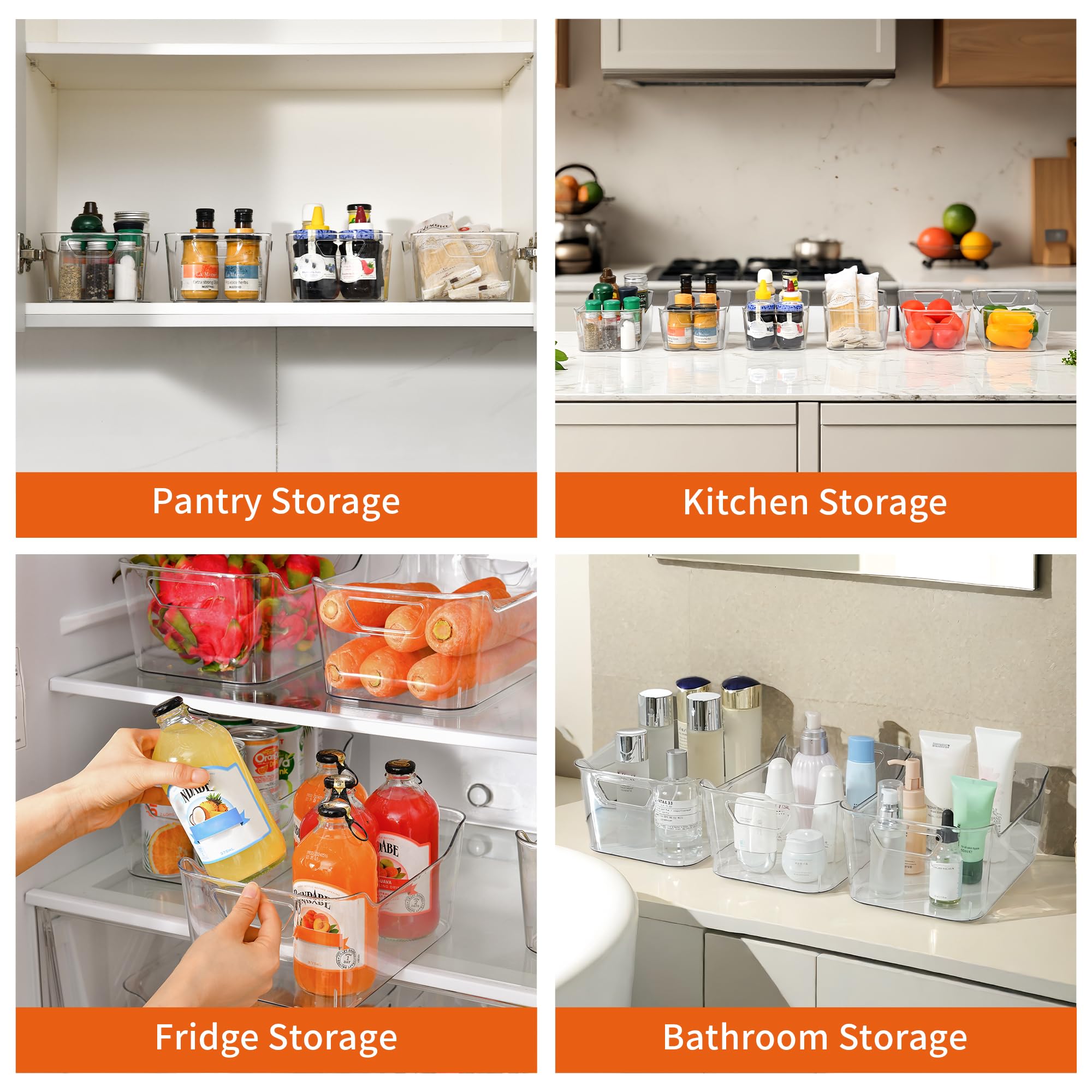 Attelite clear bin for fridge-freezer safely stores perishable items at a glance.