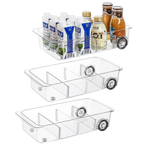 Attelite clear fridge organizer on wheels for easy access