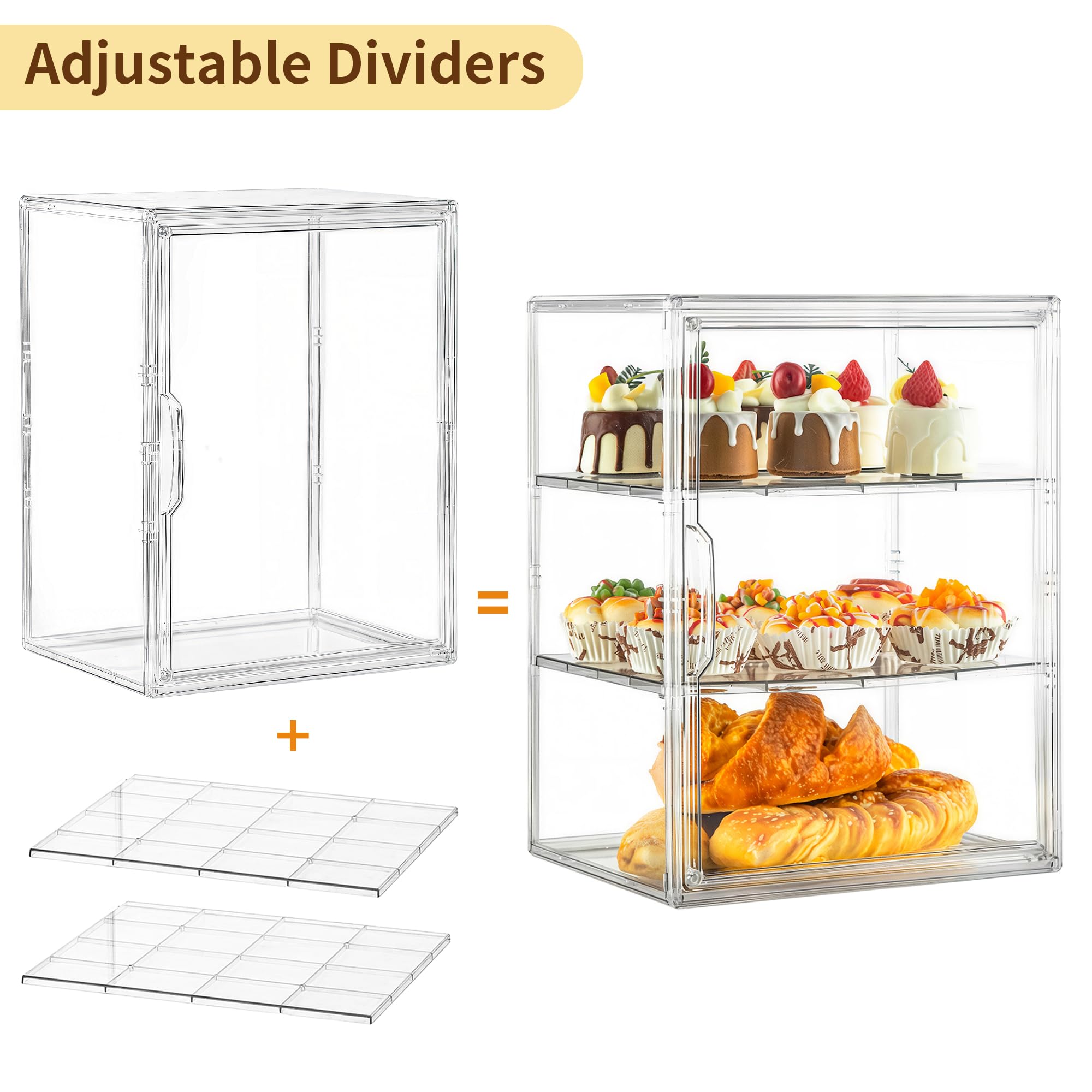 Attelite pastry display case clear panel offers quick visibility of pastries and freshness