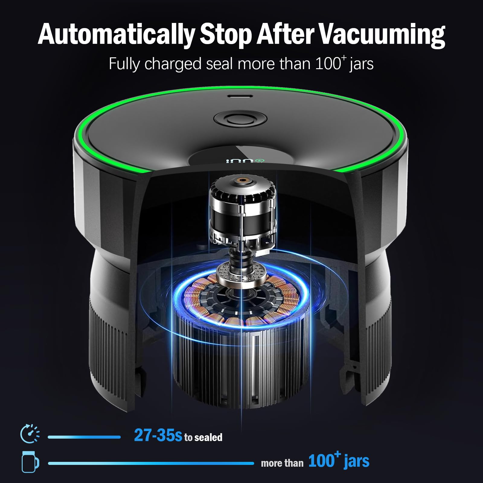 Attikbiz mason jar vacuum sealer in action showing fully automatic sealing.