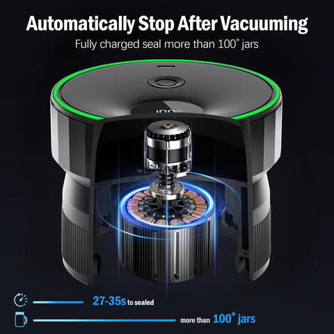 Attikbiz mason jar vacuum sealer in action showing fully automatic sealing.