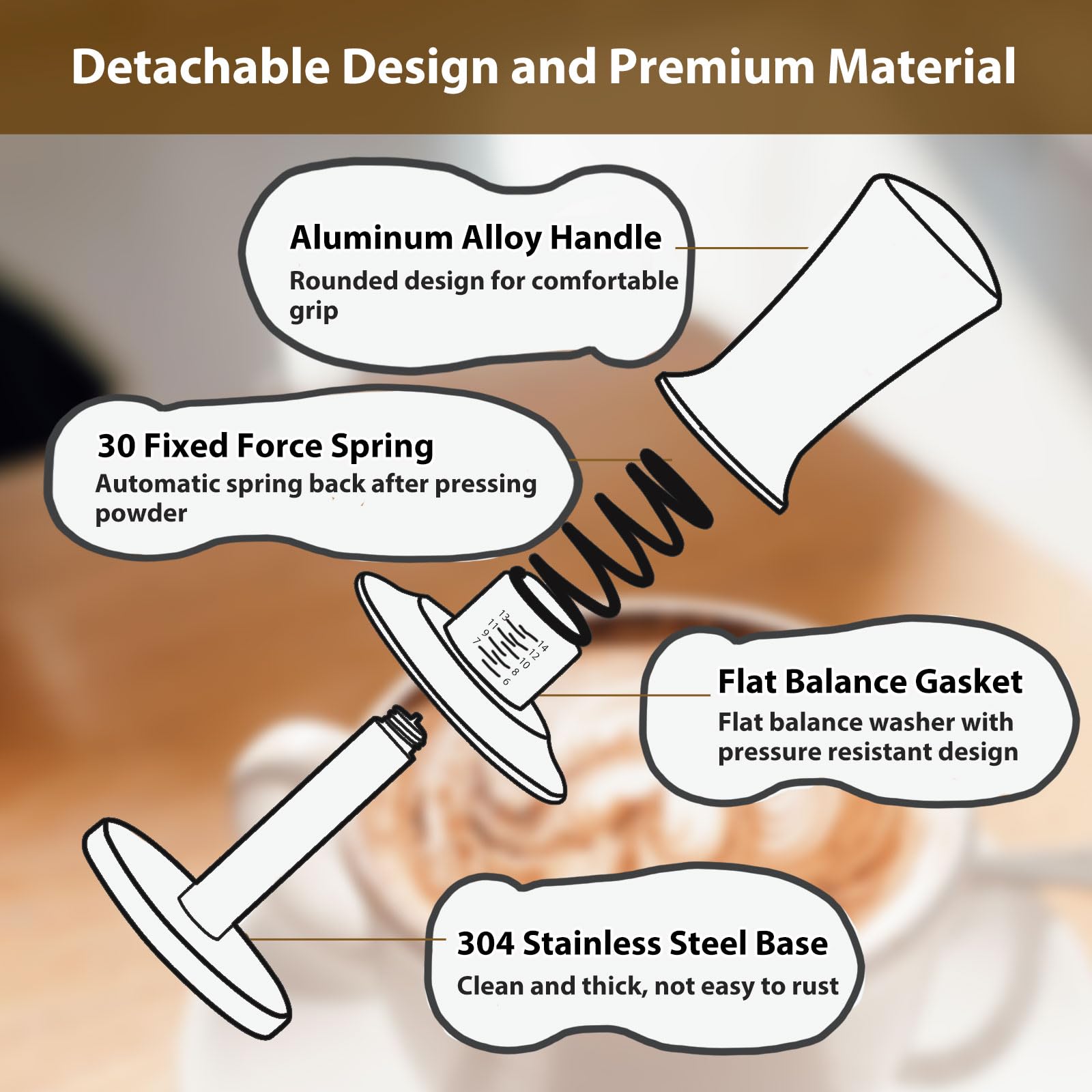Depth-adjustable tamp with a scale display enables precise control.