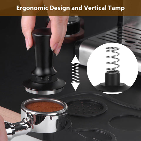 Spring mechanism aids smooth tamping and consistent pressure.