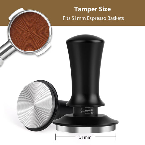 Attsky spring-loaded tamper leveling guide ensures straight, balanced tamp.