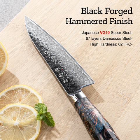 67-layer Damascus pattern on the Atumuryou JPCK blade showing craftsmanship.