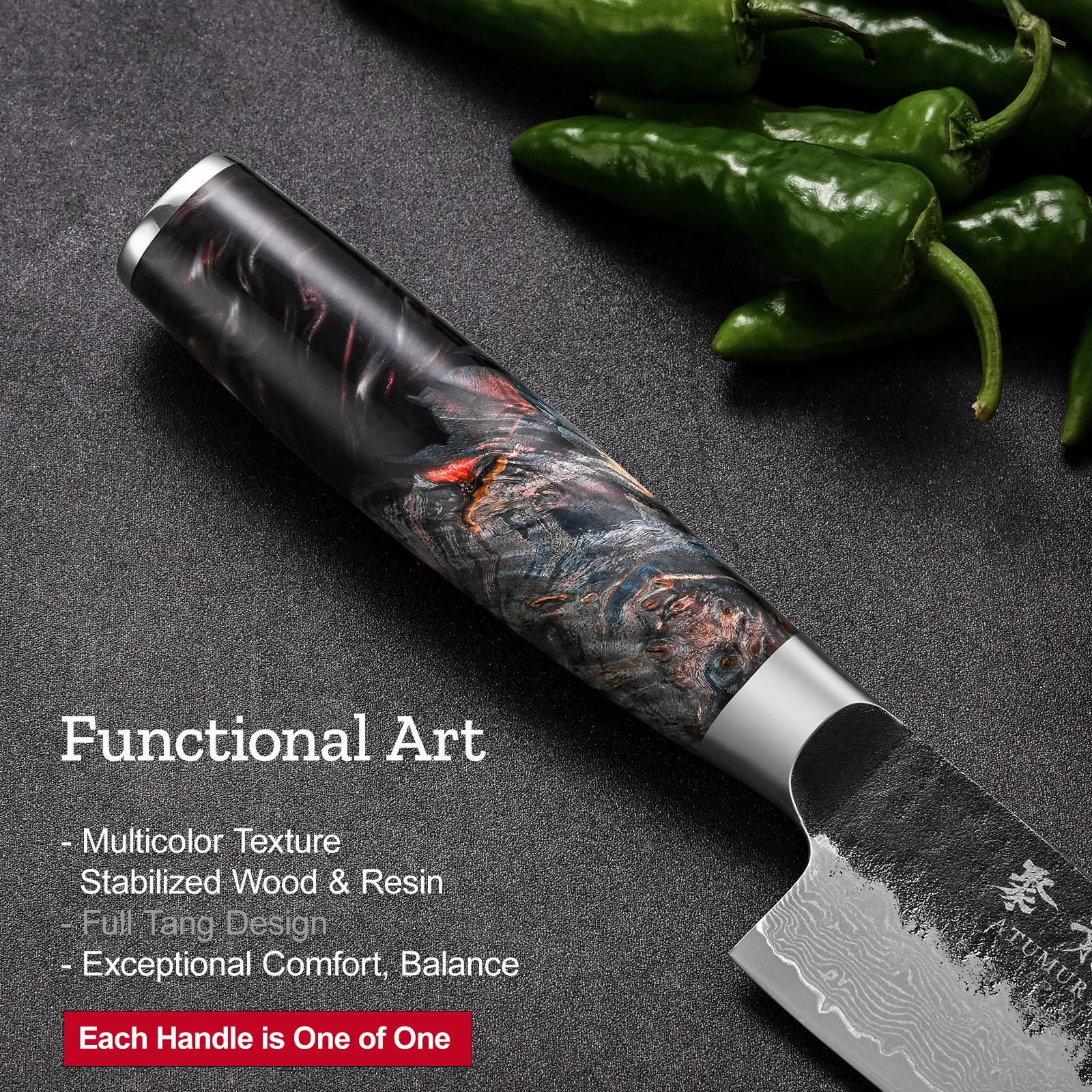 Atumuryou JPCK 67-layer Damascus steel core for toughness and balance