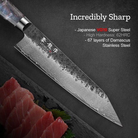 Atumuryou JPCK ergonomic handle close-up with stabilized wood and resin grip