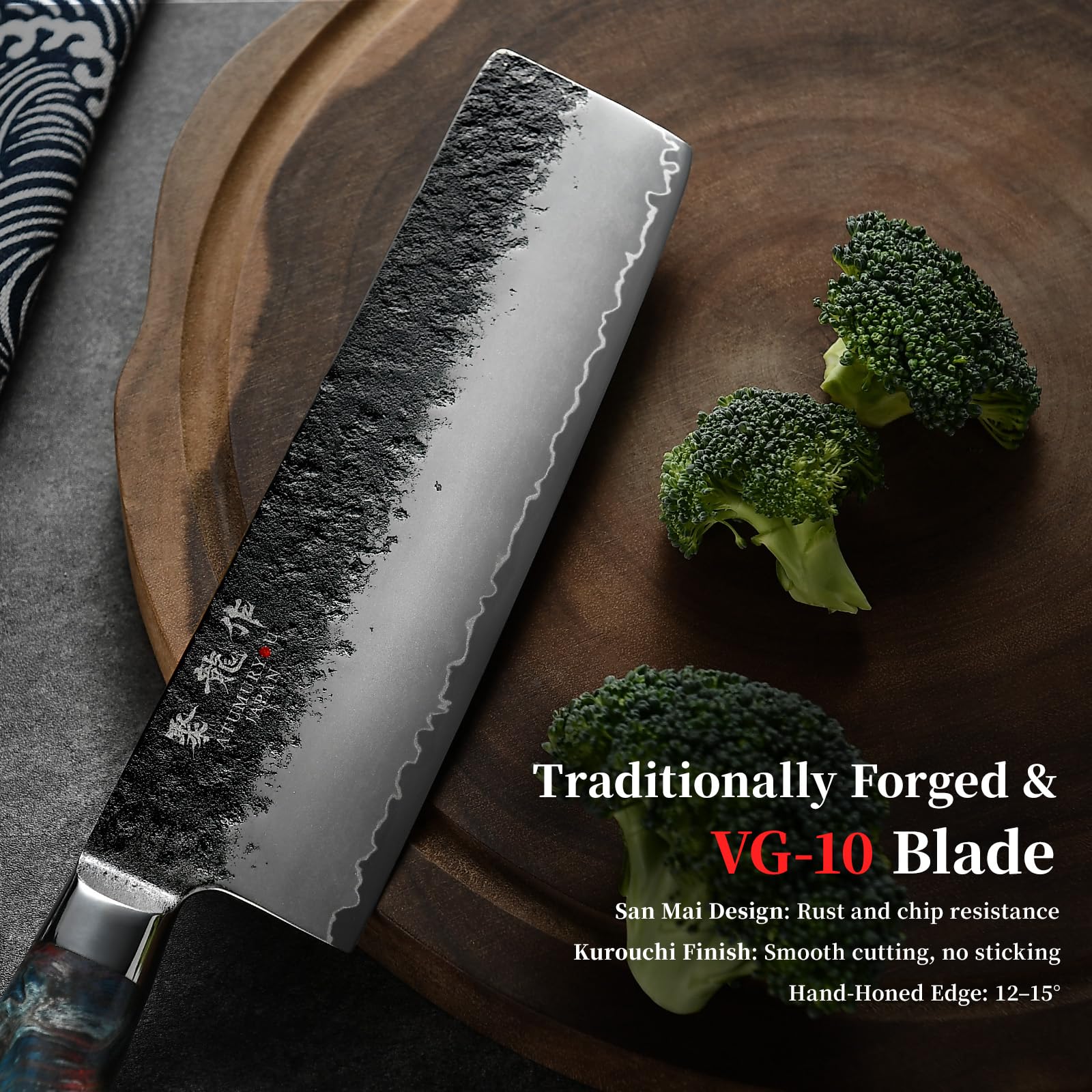 Atumuryou JPCK Nakiri knife razor-like edge maintaining sharpness over time.