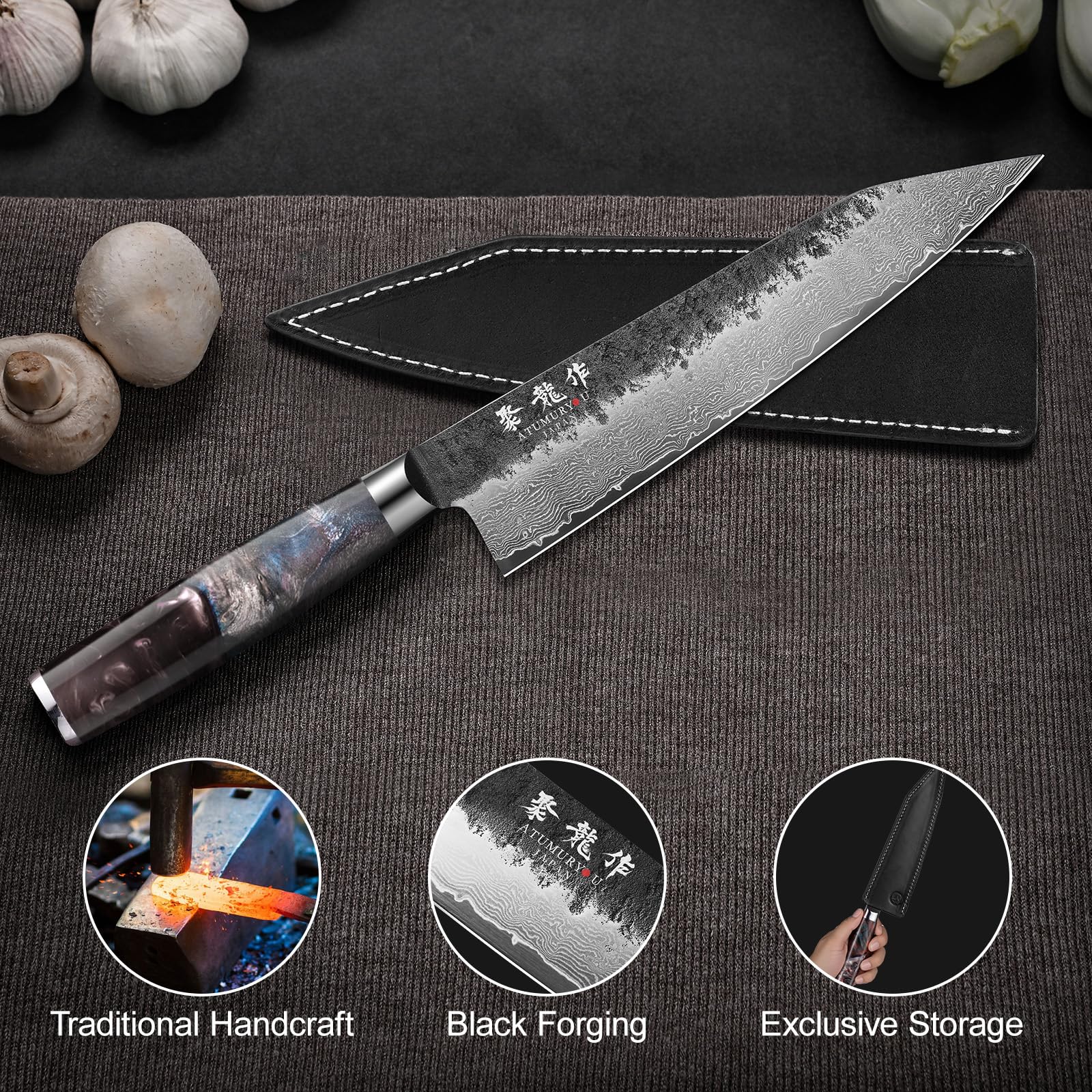 Atumuryou JPCK VG10 core steel detail for a long-lasting edge