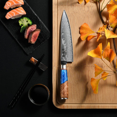 Atumuryou JPCK knife with ergonomic handle for comfortable grip during prep.