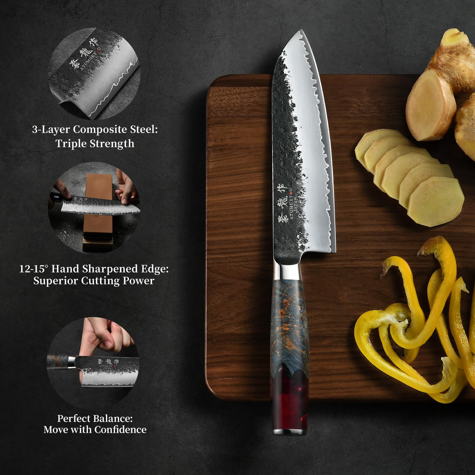 Atumuryou JPCK Santoku knife gift box packaging signals premium culinary gift.