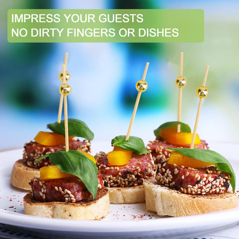 ATZNZIK charcuterie board picks decorate platters with natural bamboo charm.