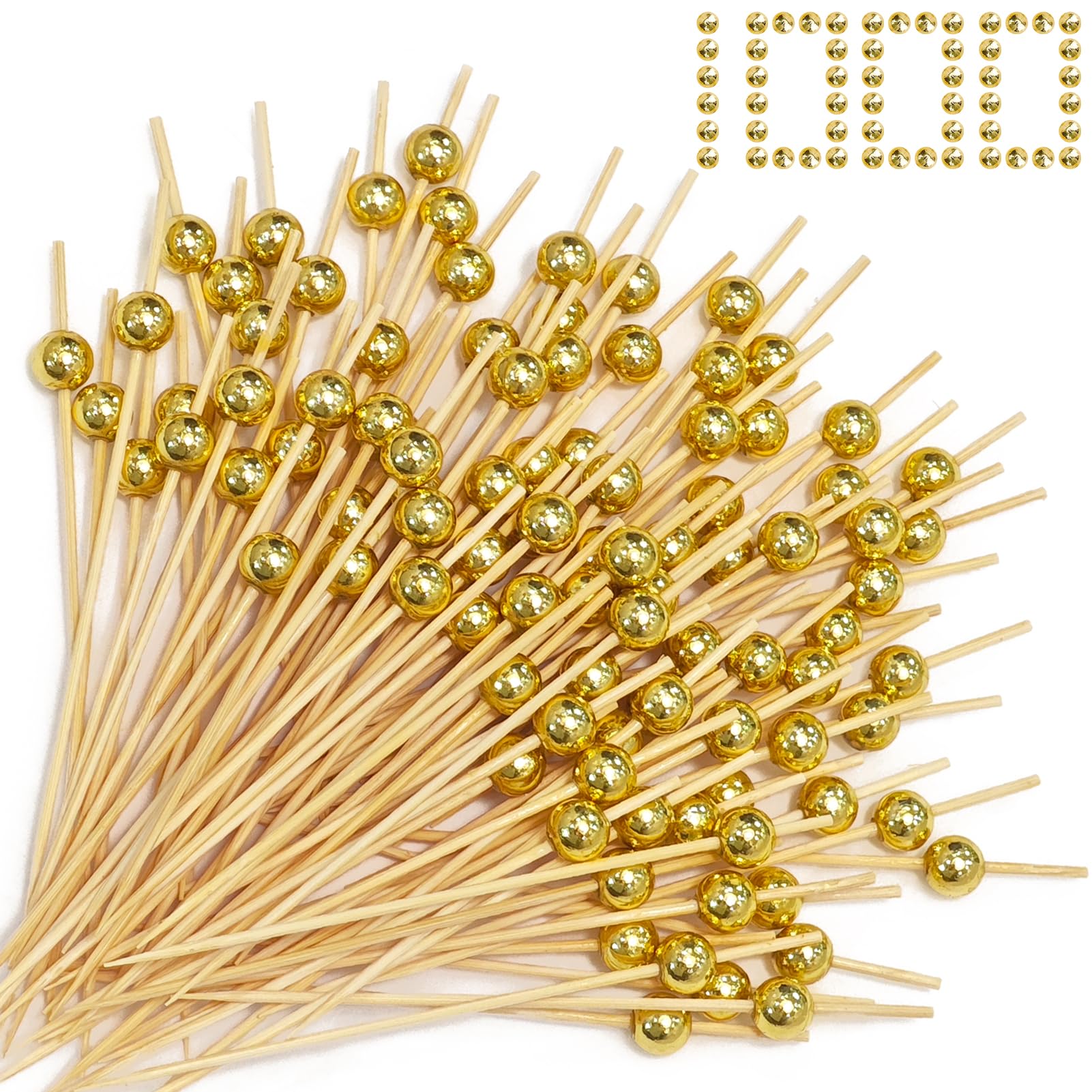 ATZNZIK cocktail picks with gold ball end for elegant serving and easy handling.