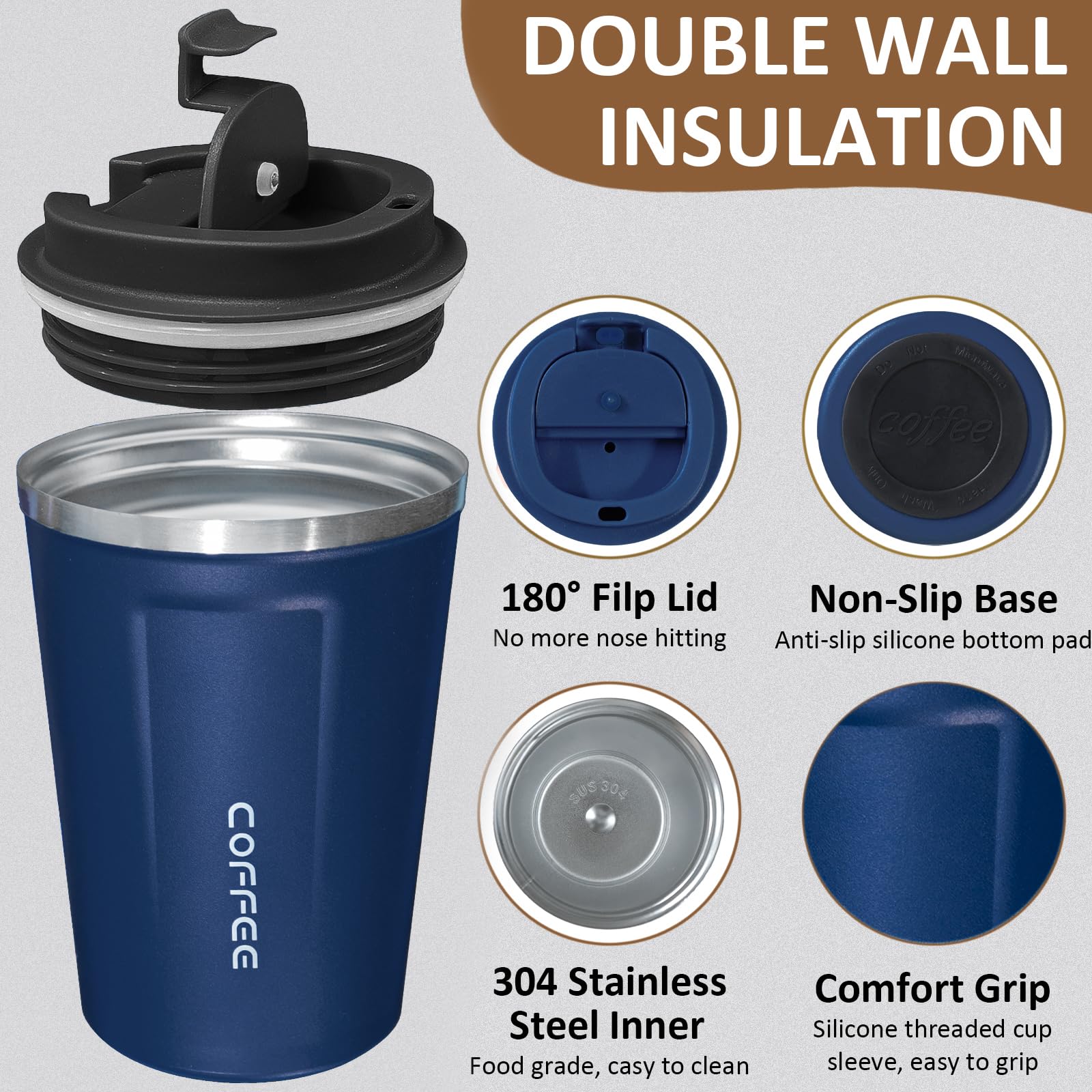 ATZNZIK double-wall stainless steel preserves temperature during use.