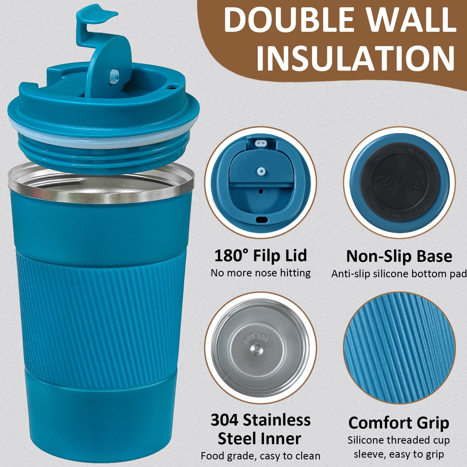 ATZNZIK leakproof travel mug lid with air vent for smooth pouring