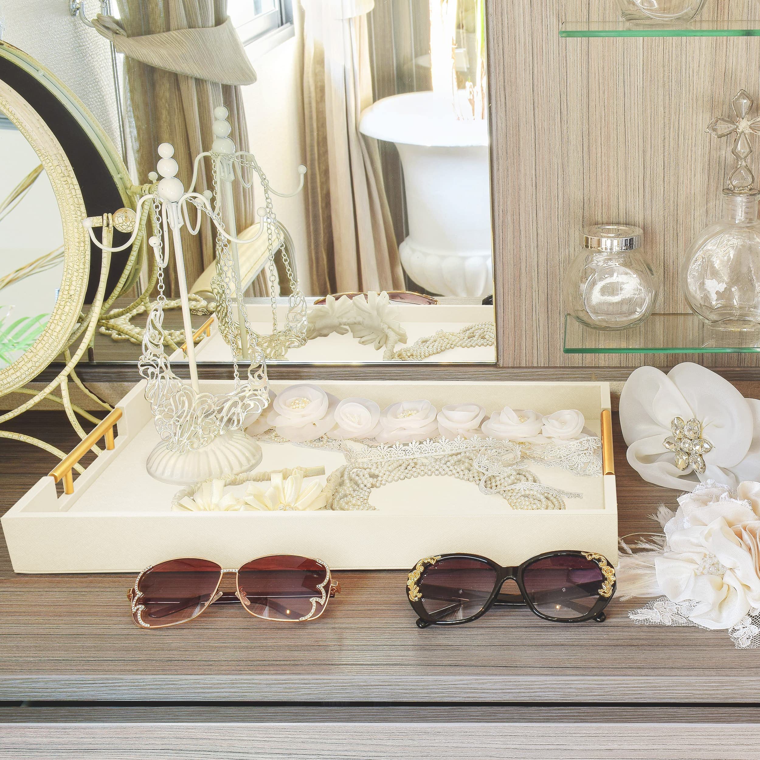 ATZYmolin multipurpose tray ideal for breakfast in bed and vanity organization.