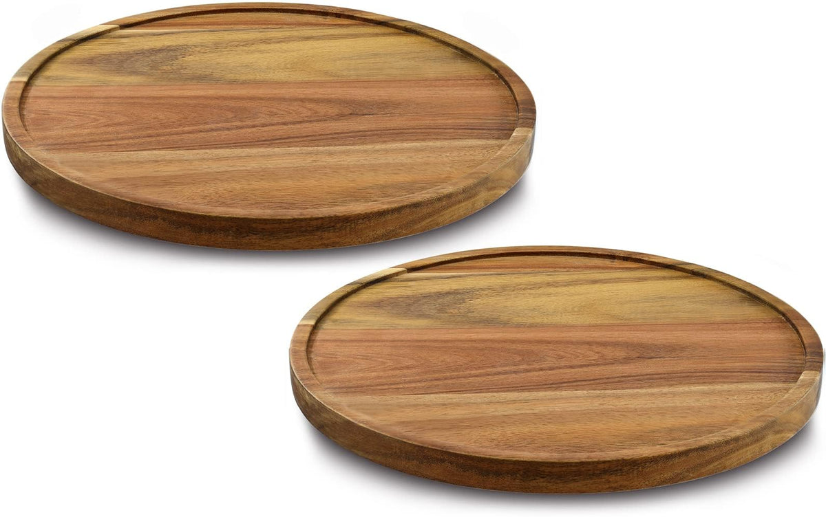 AUAM 11-inch acacia lazy Susan close-up shows woodgrain and durable construction for spices.