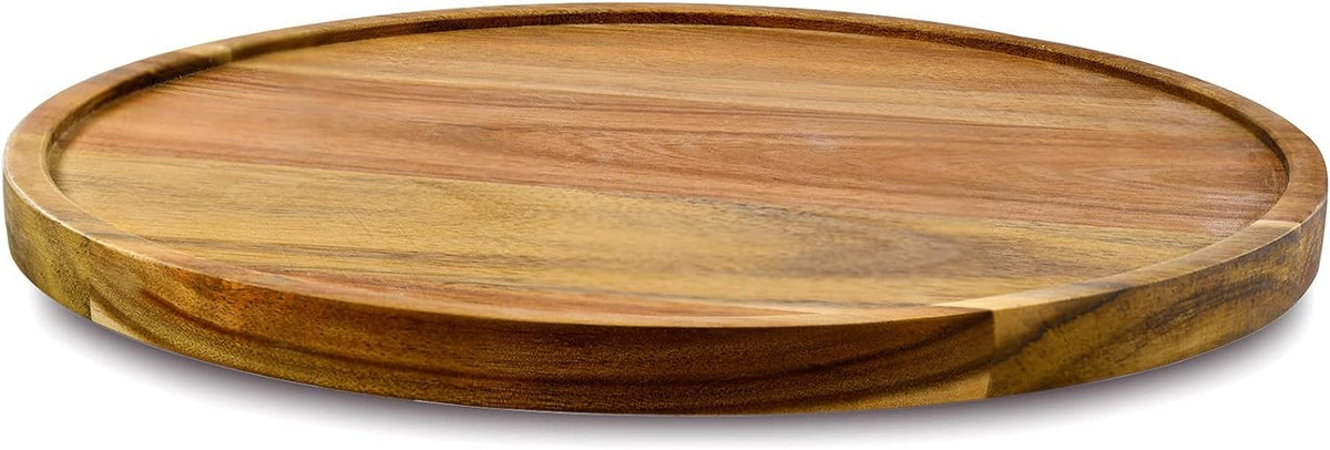 AUAM Acacia wood lazy Susan 10in showing spices organized for quick access.