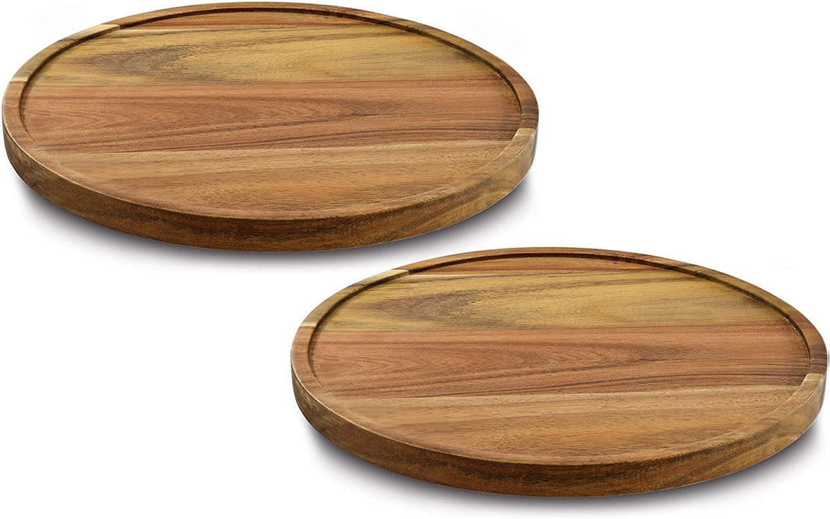AUAM Acacia Lazy Susan with wood grain aids easy spice access