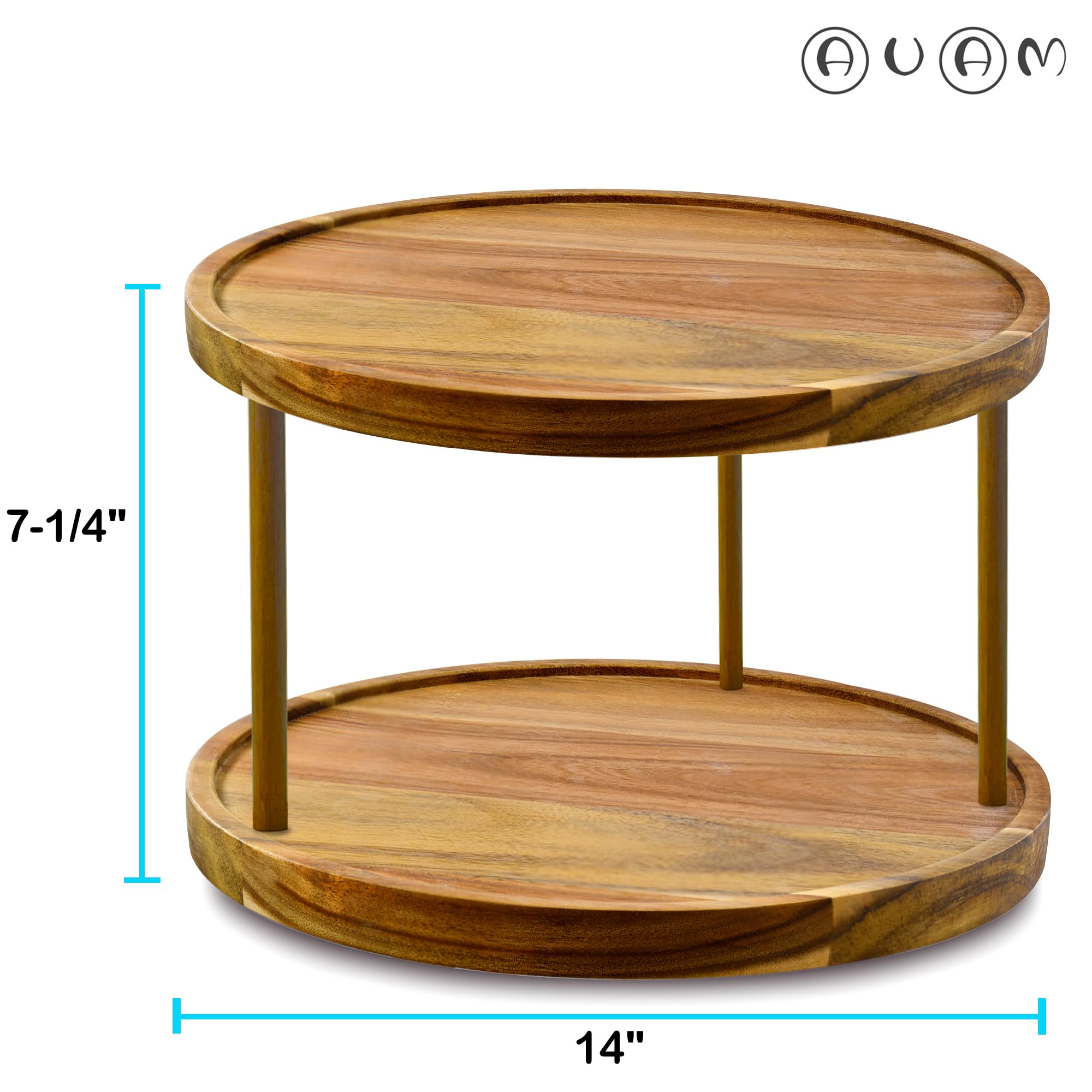 AUAM acacia wood lazy susan grain close-up shows natural pattern and durability