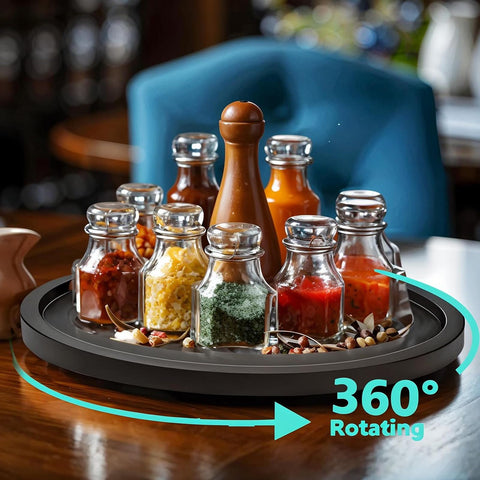 AUAM lazy susan installed in cabinet shows easy accessibility.