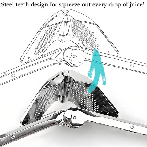 AUAM stainless-steel teeth juicer in action for maximum juice extraction.