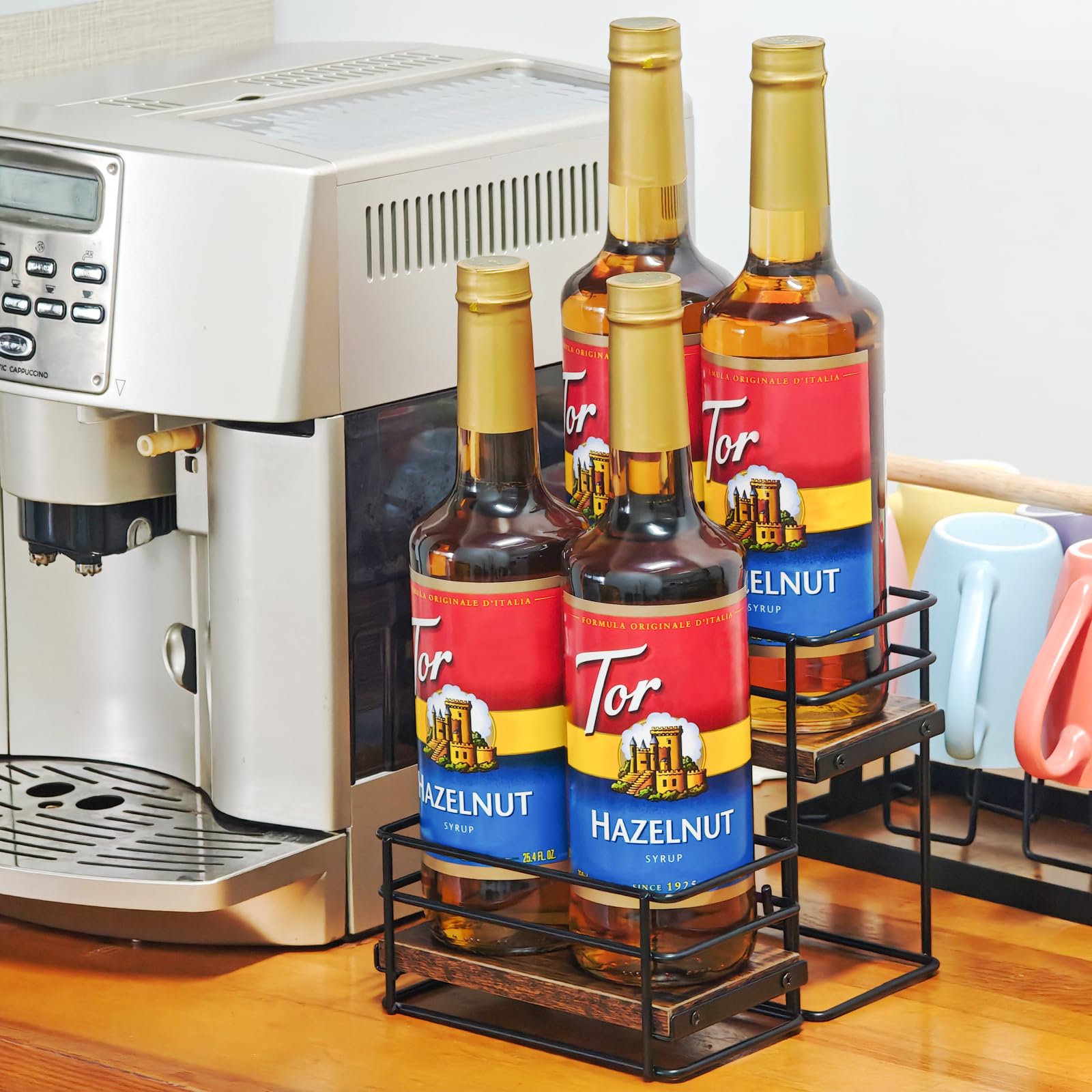 AUATRONNE 2-tier syrup stand keeps bottles stable and easy to reach.