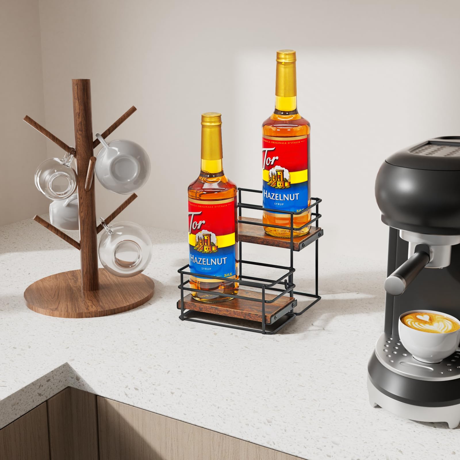 AUATRONNE upgraded-capacity rack holds up to four bottles securely.