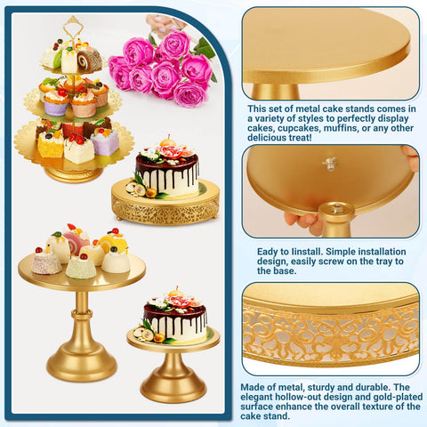 Audab gold 10-inch cake stand creates a striking centerpiece