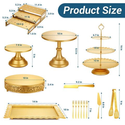 Audab gold 8-inch cake stand for refined dessert presentation