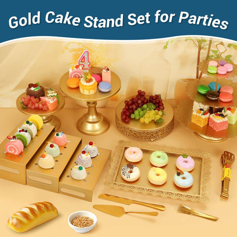 Audab gold rectangular dessert tray organizes assorted bites