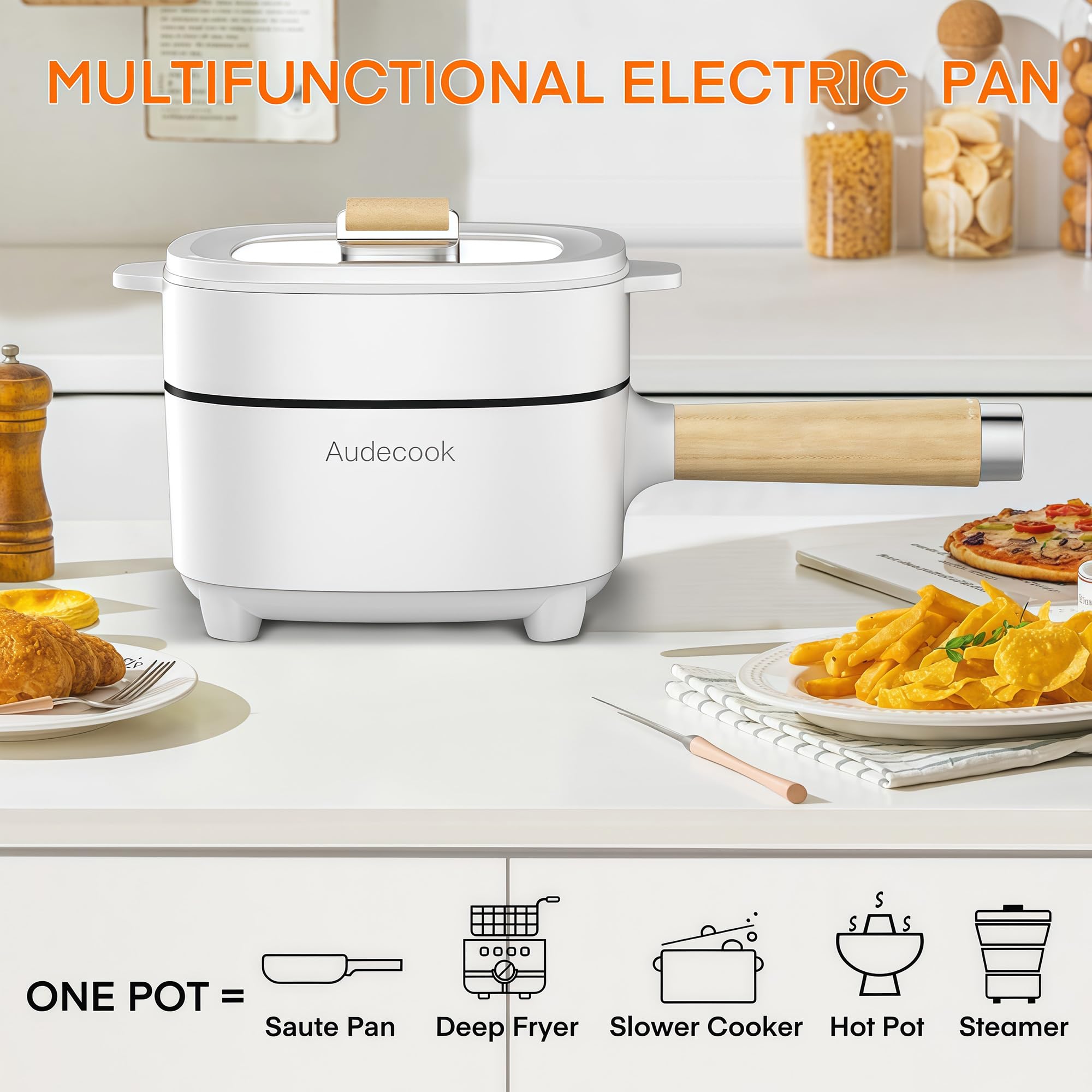 Audecook compact portable travel cooker for dorms and RVs, easy to take on trips.