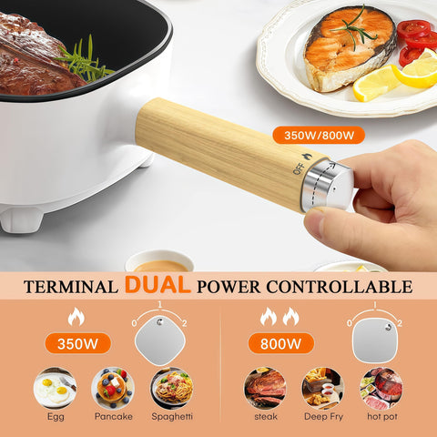 Audecook dual power control panel enables flexible cooking from simmer to high heat.