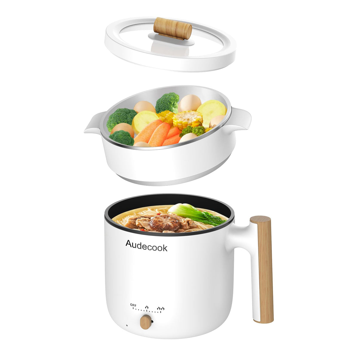 Audecook hot pot 1.8L compact design ideal for travel and small kitchens.