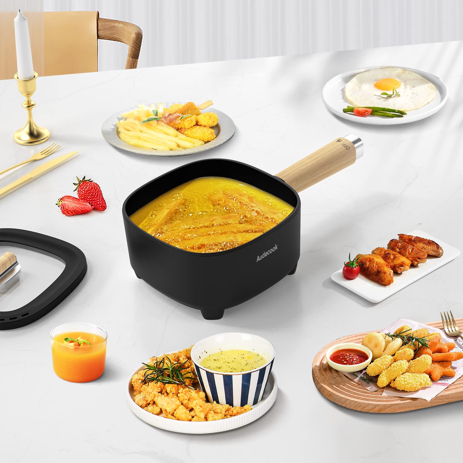 Audecook 8-inch pot with four-leg stability reduces tipping