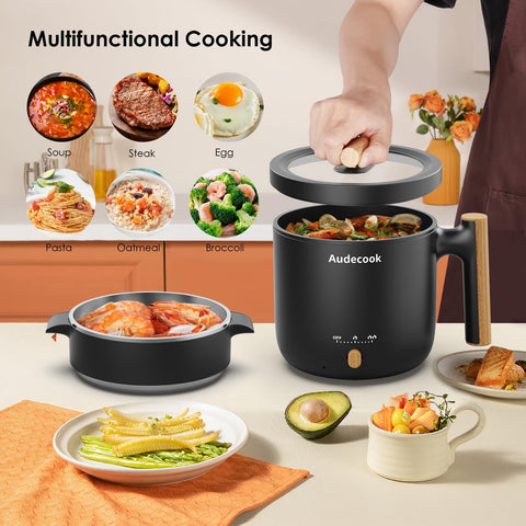 Audecook hot pot steamer plate enabling simultaneous cooking and steaming.