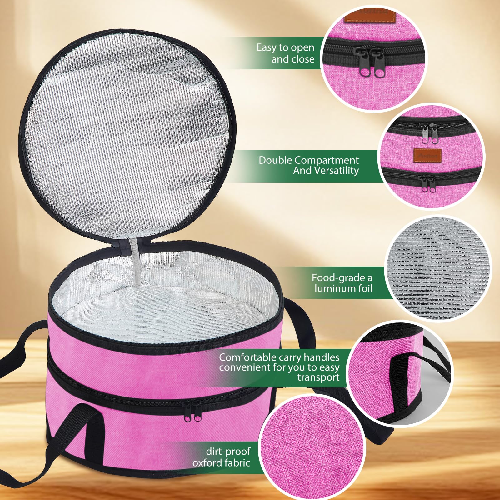 Aufind Pie Carrier Rose Red easy-cleanup finish supports quick after-use care.
