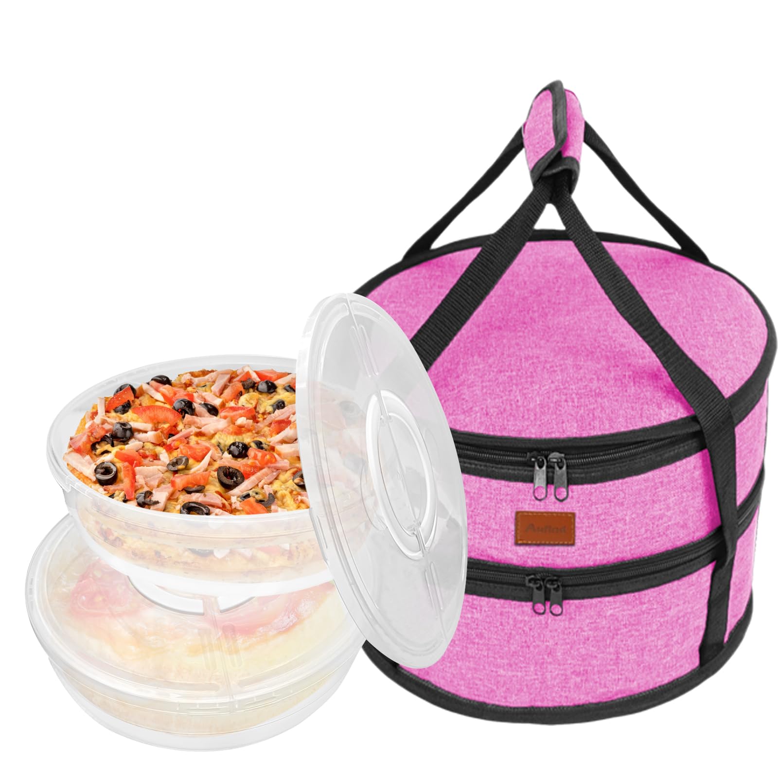 Aufind Pie Carrier Rose Red front view for transporting pies safely.