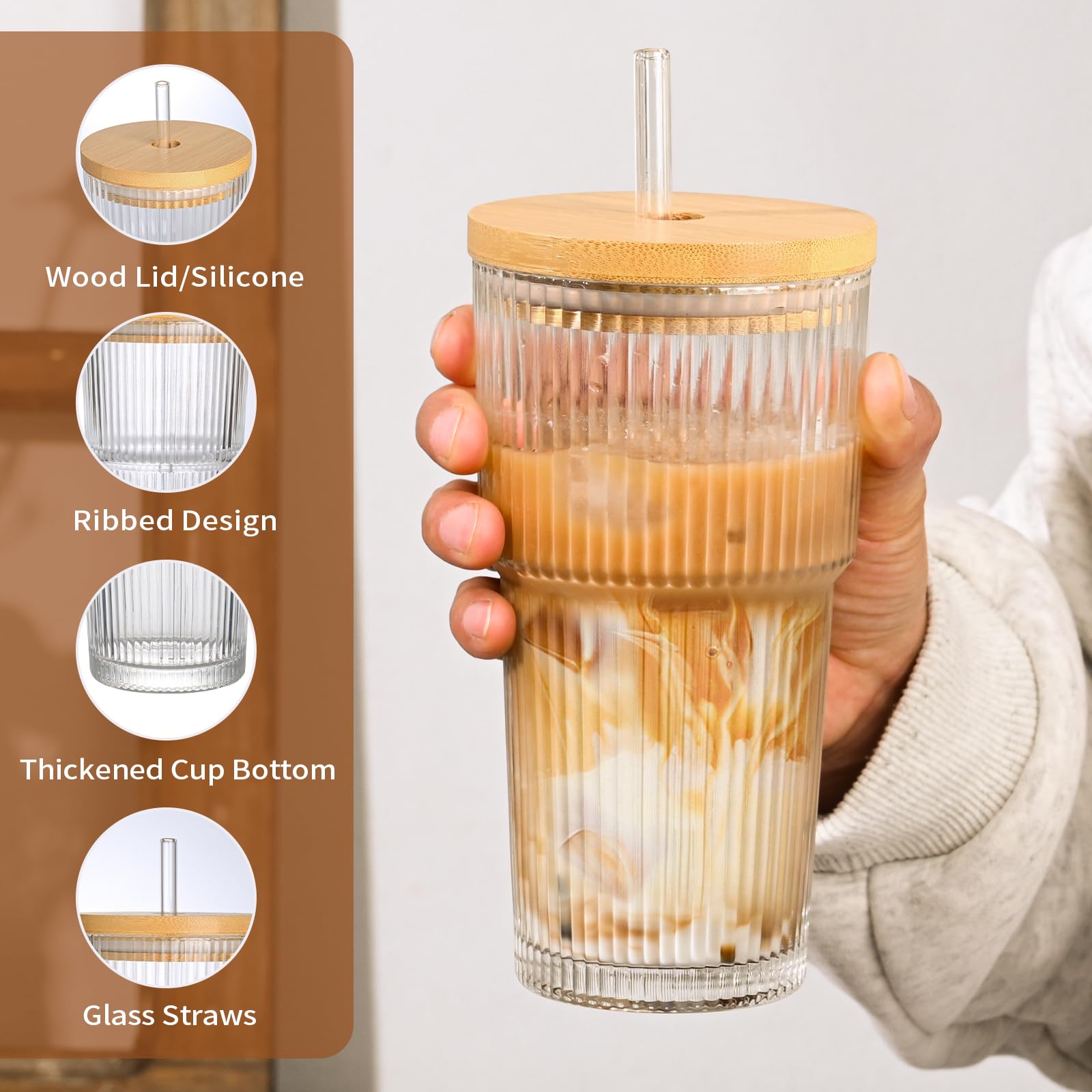AUFXKOO vintage bamboo lid tumbler keeps beverages at ideal temperature.