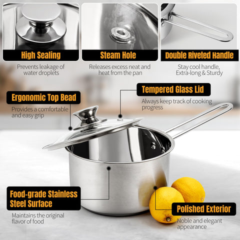 Aufranc saucepan with stay-cool handle for comfortable grip during simmering