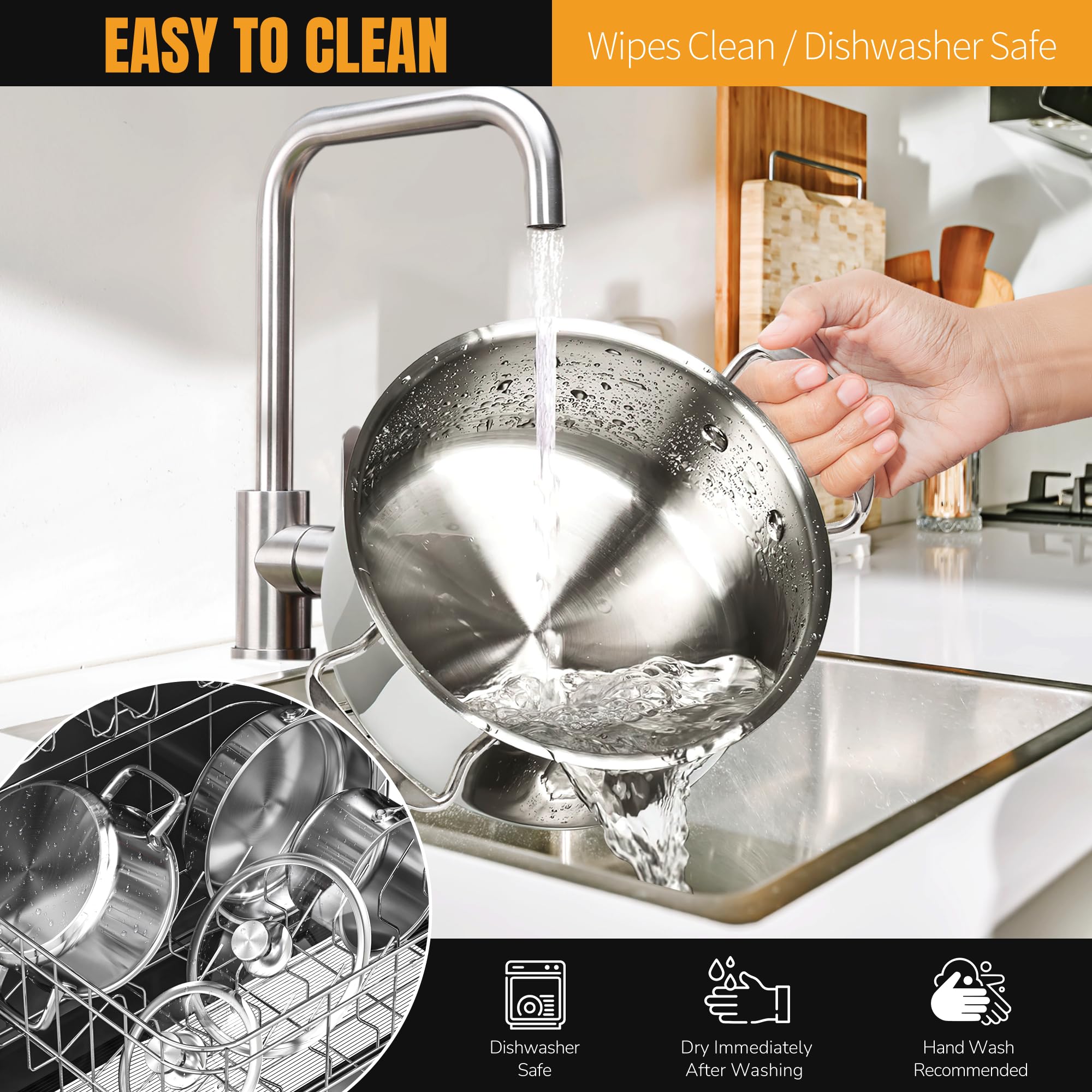 Aufranc nonstick surface; easy cleanup and scratch resistance.