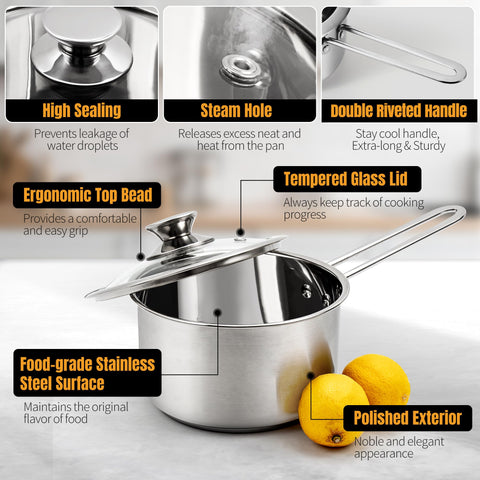 Aufranc tempered glass lid with steam vent; retains heat and flavors.