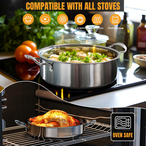 Aufranc three-ply base aluminum core; even heating for consistent results.