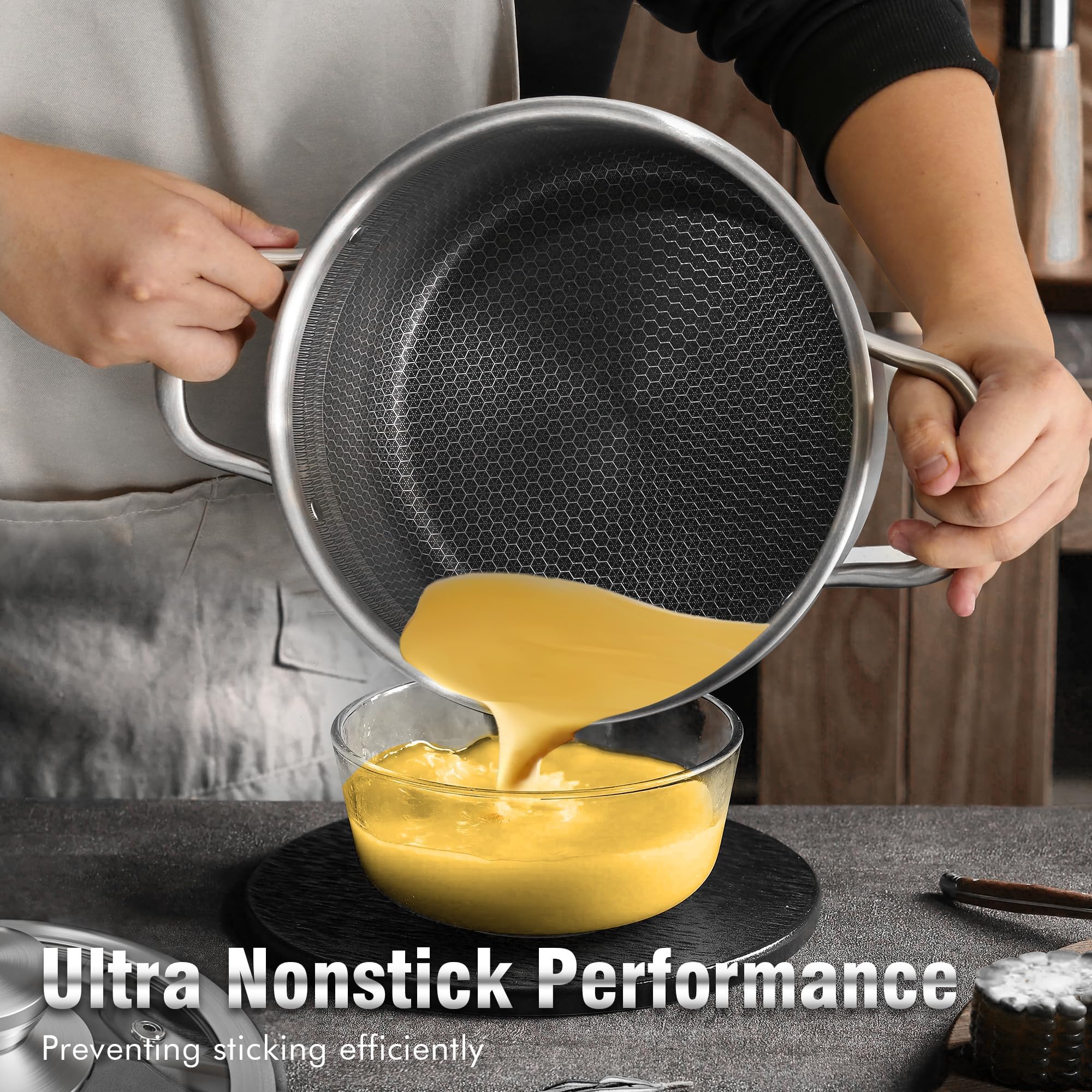 Aufranc tri-ply stainless steel construction for consistent heat.